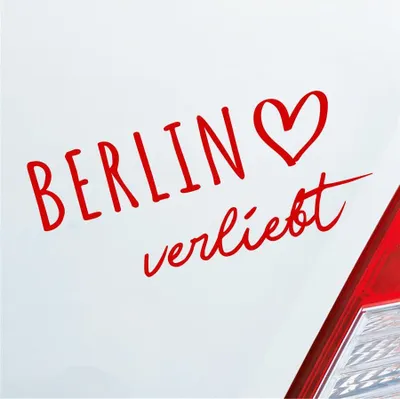 Produktbild von Auto Aufkleber Berlin verliebt Herz Stadt Heimat Liebe Car 19x9 cm Rot Sticker Heckscheibenaufkleber