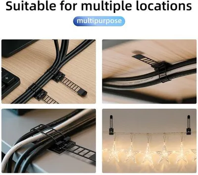 Produktbild von Unyqoos® 50 Stück selbstklebende Kabelhalter aus ABS mit 3M-Kleber – Kabelclips für ordentliches Kabelmanagement zu Hause und im Büro
