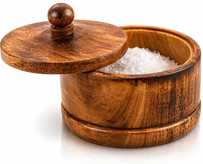 Holz-Zuckerdose mit Deckel, handgefertigt, 10 cm, Dekoration