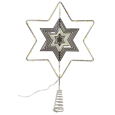 Produktbild von Riffelmacher Baumspitze Stern mit LED Beleuchtung 17754 | Silber 18 x 29 cm