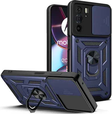 Obrázek produktu pro Motorola Edge 30 Pro Pouzdro s Kroužkem, Stojánek, Ochrana Kamery, TPU Nárazník, Silikonové Pouzdro pro Motorola Edge 30 Pro modré