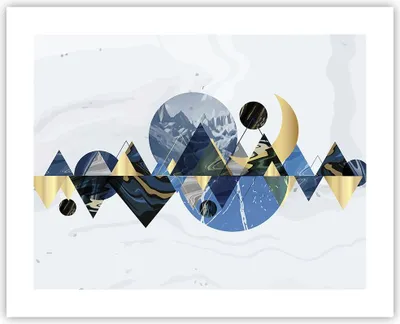 Produktbild von Poster - Poster ohne Rahmen - Abstraktion Geometrisch Berge - 50x40 cm - Wand Bild - Wanddeko - Wandbilder - Kunstposter - Wandposter - Bilder - Kunstdruck - Wanddekoration - P2XAA50x40-4814