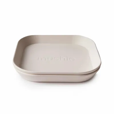 Obrázok produktu pre Mushie hranatý tanier 2 ks - Ivory