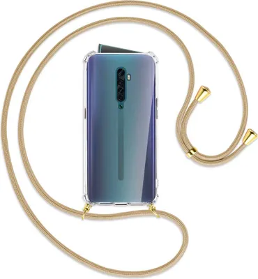 Produktbild von Handykette Backcover-Schutzhülle mit Band (Metall goldfarben) für Oppo Reno2 - caramel