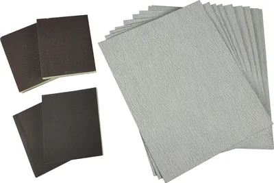 Produktbild von Handschleifset 4x Schleifblöcke 10x Schleifpapier Holz Metall PVC Kunststoff
