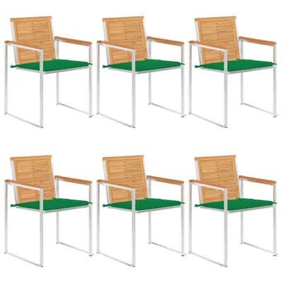 Produktbild von Gartenstühle 6 Stk. mit Kissen Massivholz Teak