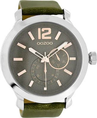Produktbild von Oozoo Armbanduhr grün Leder Timepieces Damen Analog-Quarzuhr UOC6077A
