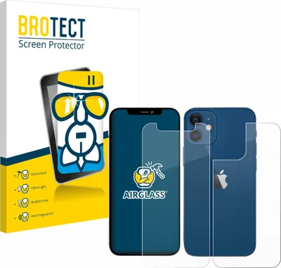 Produktbild von BROTECT Schutzglas für Apple iPhone 12 mini (Display+Rückseite) Schutzfolie Panzer Folie Glas Display Schutz klar