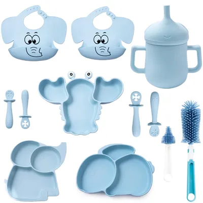 Produktbild von Komplettes Silikon-Babygeschirr mit Saugnapf und Löffel