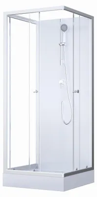 Produktbild von Dusche Komplett MARWELL Komplettdusche Fertigdusche White Dream 90 x 90 x 200 cm –  Komplett Set inkl. Duschwanne und Armatur - reversibel aufbaubar - hochwertiges Aluminiumprofil System