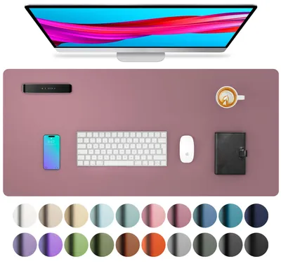 Image de Sous-main, tapis de bureau en cuir PU, tapis de souris, protection de bureau antidérapante, sous-main imperméable pour le bureau et la maison (60 cm x 35 cm, violet)
