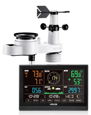 Productafbeelding van VEVOR 5-in-1 weerstation met zonne-energie gevoerde buitensensor en 7,5-inch display
