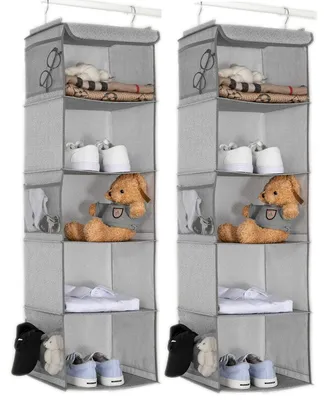 Produktbild von Omgoods – Set aus 2 Kleiderordnern, Hängeaufbewahrungsboxen mit 5 Fächern