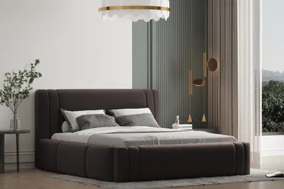 Produktbild von Polsterbett ROLI 180x200 mit Matratze, Bettkasten und Lattenrost. Farbe: Dunkelbraun.