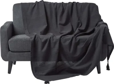 Produktbild von HOMESCAPES Tagesdecke Rajput, 100% Baumwolle, schwarz, 150 x 200 cm