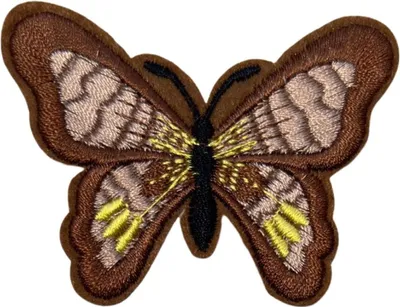 Produktbild von Schmetterlings-Emblem-Aufnäher zum Aufbügeln in Beige, Braun, Gelb