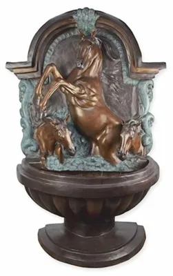 Produktbild von Casa Padrino Barock Bronze Wandbrunnen Pferde H. 176 cm - Barock Garten Accessoires