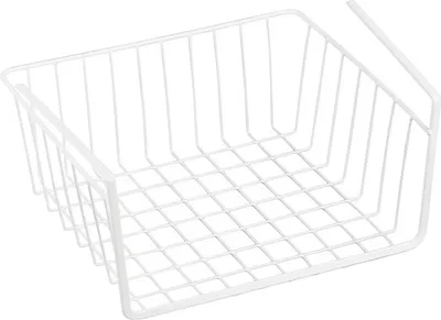Produktbild von MSV Hängekorb aus Metall - 30 x 25,5 x 14 cm - Weiß - Aufbewahrungs-Korb für Küchenschränke Kleiderschränke Regale Unterbauschrank Unterbau-Regal