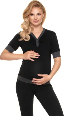Produktbild von PeeKaBoo Umstandspyjama für Damen Yarino schwarz L/XL