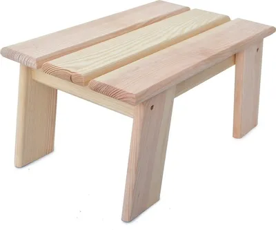 A wooden stool on a white background.