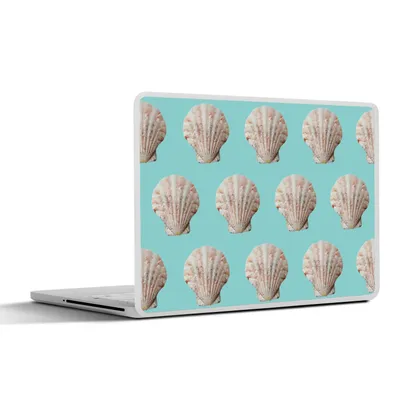 Produktbild von MuchoWow® Laptop Aufkleber Sticker Cover Muscheln - Muster - Blau 32.5x23.5 cm - Sticker für Laptop - Selbstklebend