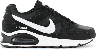 A side view of a black and white Nike Air Max Command sneaker.