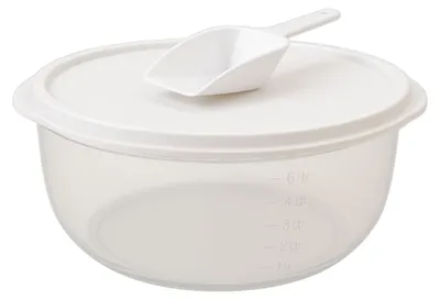 Produktbild von 6-Liter-Schüssel für Hefeteig mit Klappdeckel, Rührschüssel, Aufbewahrungsbehälter, Rührschüssel mit Messskala und Mehlschaufel