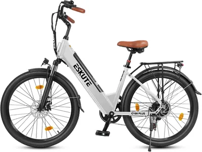 Produktbild von ESKUTE C100 PLUS E-Bike,26 Zoll Elektrofahrrad, E-Cityrad 250W HeckMotor,13AH akku,bis zu 100km, LCD-Display,E-CityBike Für Damen und Herren Weiß