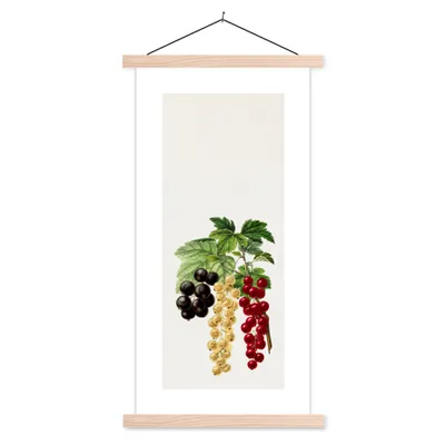 Produktbild von MuchoWow® Textilposter Beeren - Obst - Lebensmittel 40x80 cm mit holzfarbenen Rahmen - Wohnzimmer