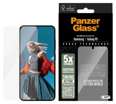 Produktbild von PanzerGlass ® Ceramic Displayschutz Samsung Galaxy S25 Edge | Ultra-Wide Fit m. EasyAligner, Samsung, Samsung - Galaxy S25 Edge 5G, Trockene Anwendung, Kratzresistent, Schockresistent, Transparent, 1 Stück(e)