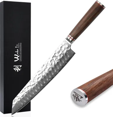 Produktbild von Wakoli Nussbaum Damast Chefmesser Kiritsuke I 20 cm Klinge I Nussbaumholzgriff