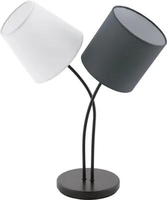 Produktbild von EGLO Tischlampe Almeida, Textil Tischleuchte, Nachttischlampe aus Stahl und Stoff, Farbe: Schwarz, anthrazit, weiß, Fassung: E14, inkl. Schalter