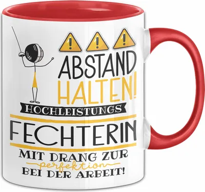 Produktbild von Fechterin Tasse Geschenk Lustig Abstand Halten Hochleistungs-Fechterin Mit Drang Zur Perfektion Bei Der Arbeit (Rot)