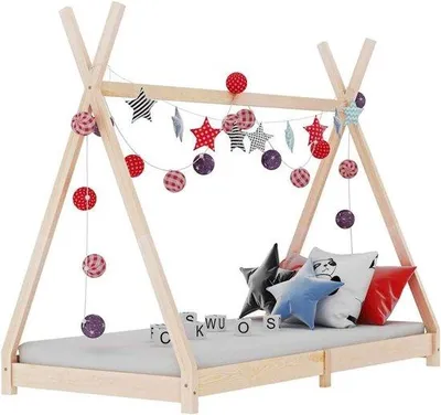 Zdjęcie produktu dla Drewniane łóżeczko dziecięce 90 x 200 cm, brązowe