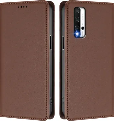 Image de Étui en cuir pour Honor 20/Honor 20 Pro, étui à rabat magnétique en cuirPolyuréthaneavec support, marron