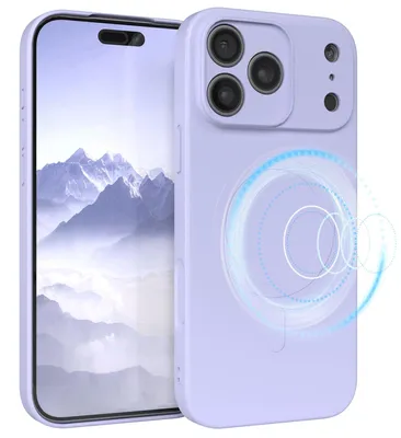 Produktbild von EAZY CASE - Silikonhülle magnetisch für Apple iPhone 17 Pro Max, Hülle Silikon, weich stoßfeste Magnet Handyhülle, Schutzhülle mit Kameraschutz, TPU Bumper in Lila