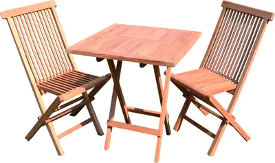 Produktbild von XL Teakholz Balkon-Set 3tlg. mit Tisch 80x80xm + 2 x Gartenstuhl Plantagenzucht