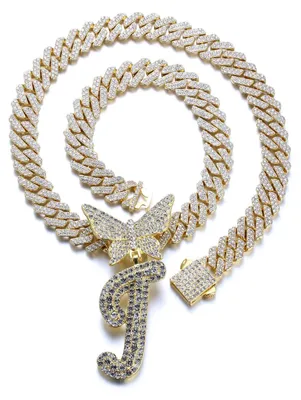 Produktbild von Kinderkette mit Schmetterlingsanhänger – 18 Karat Platinbeschichtung