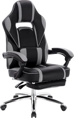 Produktbild von Happyment Gamingstuhl Tokio – Mit Fußstütze – Grau – Höhenverstellbar – Ergonomisch – Mit Armlehnen