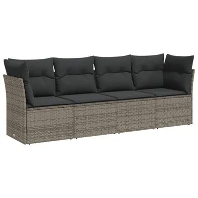 Produktbild von vidaXL 4-tlg. Garten-Sofagarnitur mit Kissen Grau Poly Rattan