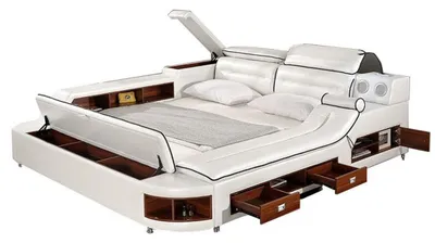 Produktbild von Multifunktions Bett Doppel Betten Hotel xxl big Polster Betten USB Sound System