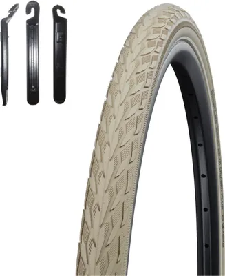 Zdjęcie produktu dla Zestaw promocyjny / 1 x opona rowerowa Schwalbe Delta Cruiser Plus 28" z elementami odblaskowymi w kolorze kremowym 40-635 (28 x 1 1/2) wraz z 3 łyżkami do opon