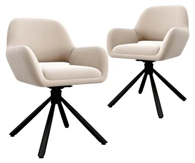 Produktbild von Drehbare Esszimmerstühle 2er Set, Küchenstuhl, moderner Polsterstuhl mit Metallbeinen und rutschfesten Fußpads, belastbar bis 150 kg, modernes Design (Samt, Beige)