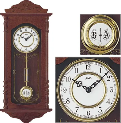 Produktbild von AMS 7013/1 Wanduhr Quarz mit Pendel Holz nussbaum farben Pendeluhr