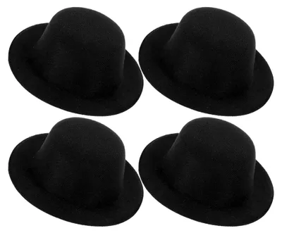 Produktbild von 4 Stück Kleiner Hut Miniatur Schneemann Hüte Miniatur-zylinderhut Puppe Kleidung Hut Mini Schwarze Zylinder Hüte Mini Schwarz Top Gezogenes Tuch Stoff Empfindlich M116
