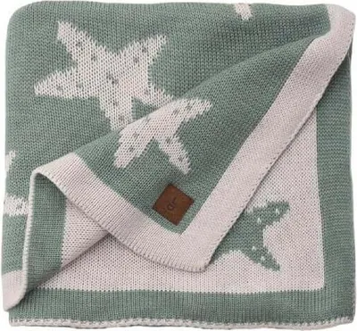 Produktbild von Baby Strickdecke, Babydecke, Weich & Atmungsaktiv, 80x100cm Grü Sterne
