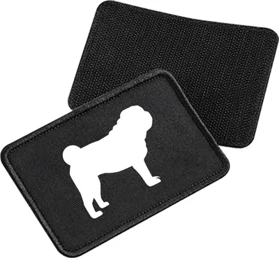 Produktbild von Huuraa Patch Mops Silhouette Black 10 x 6,5cm Baumwolle Klettpatch für Mütze Geschenkidee