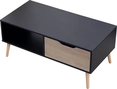 Produktbild von Couchtisch mit Schublade im skandinavischen Stil schwarz FREJA