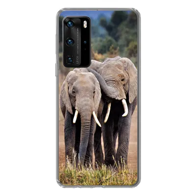 Produktbild von MuchoWow® Handyhülle Schutzhülle Hülle für Huawei P40 Pro Elefant - Tiere - Bäume - Natur Silikon Softcase Handy Hülle - Schutz