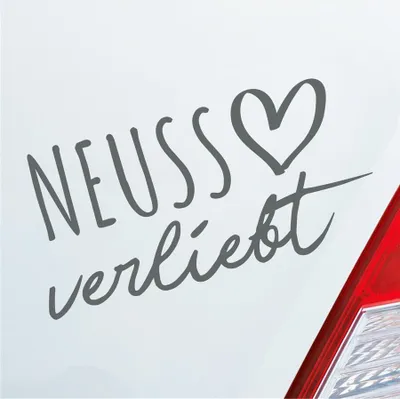 Produktbild von Auto Aufkleber Neuss verliebt Herz Stadt Heimat Liebe Car 19x10 cm Grau Sticker Heckscheibenaufkleber